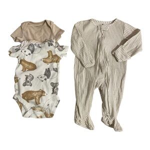 Carters 0-3m Adorable Animal Print and Striped Kids One Pieces